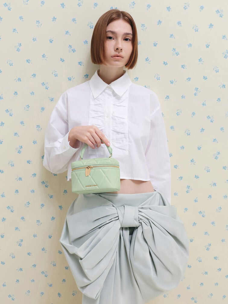 Arwen Quilted Top Handle Vanity Bag, Mint Green, hi-res