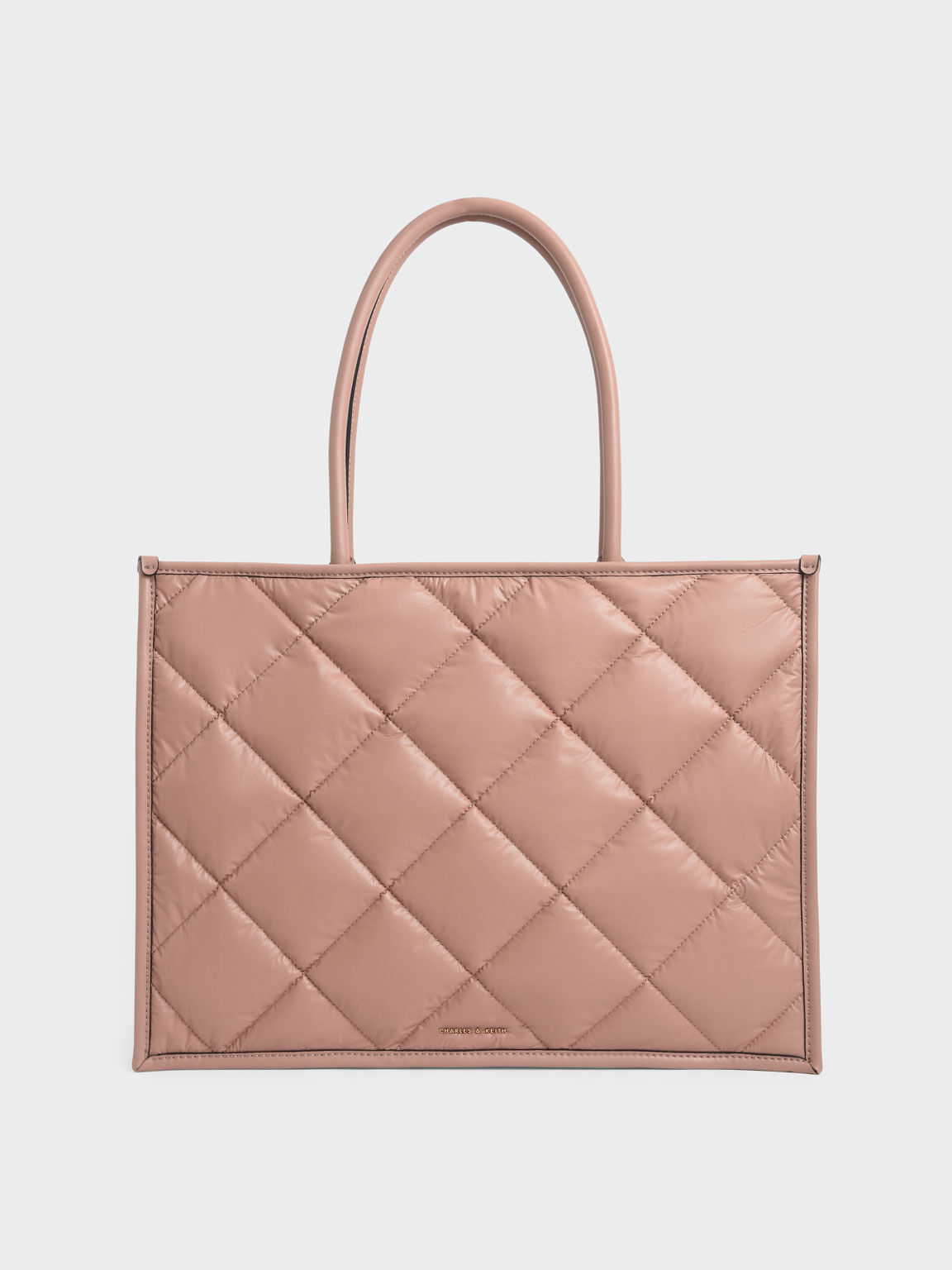 Double Handle Quilted Tote Bag, Blush, hi-res