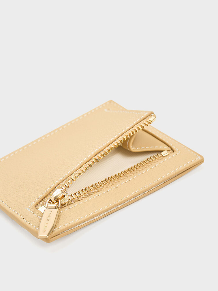 Carli Two-Tone Multi-Slot Card Holder, Beige, hi-res