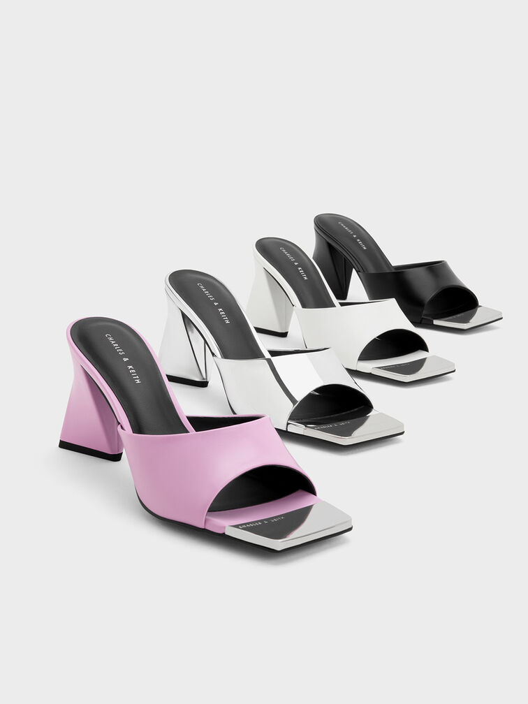 Metallic Cap Sculptural Heel Mules, , hi-res
