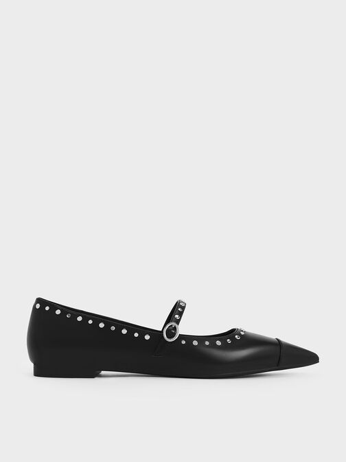 Studded Pointed-Toe Mary Jane Flats, , hi-res