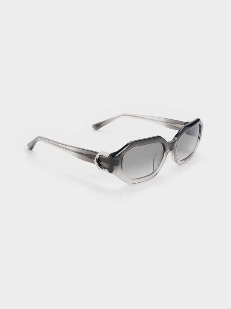 Gabine Ombre Oval Sunglasses, Grey, hi-res