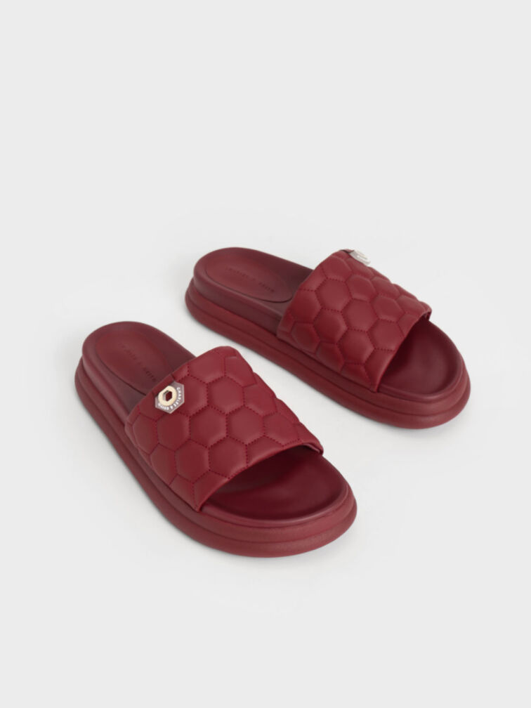 Textured Flatform Sliders, , hi-res