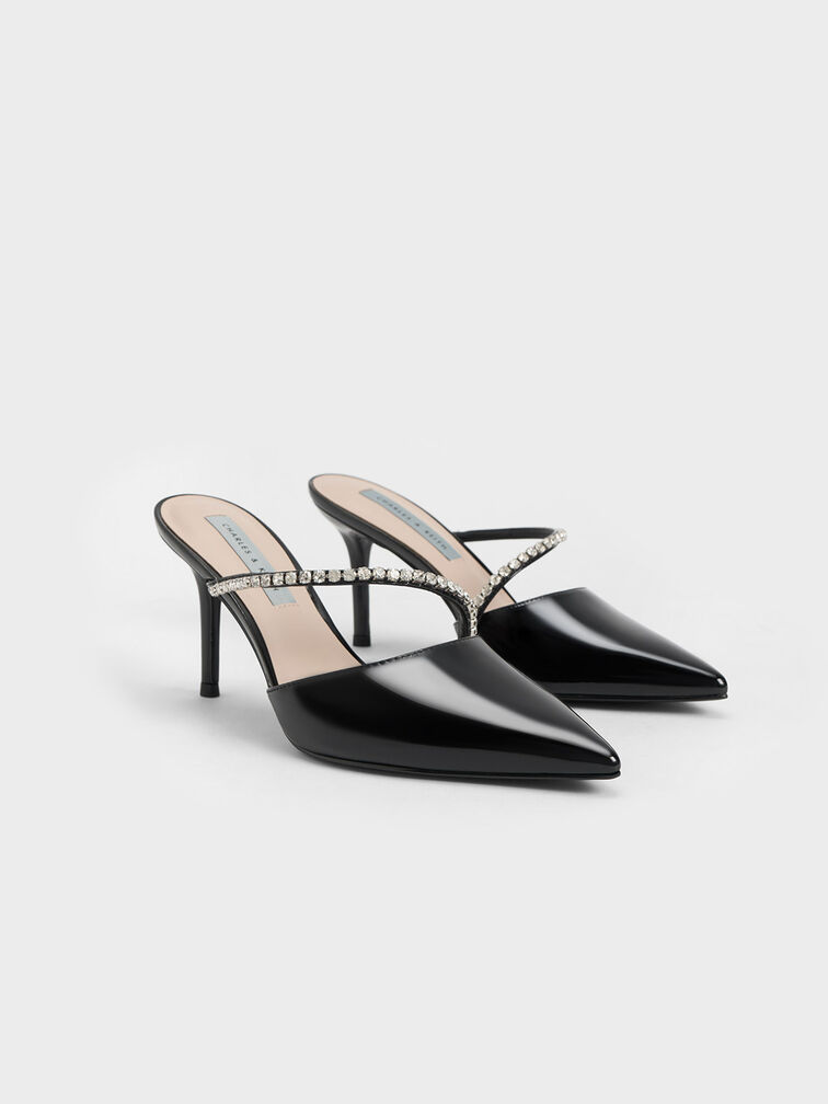 Gem-Encrusted Patent Mules, , hi-res