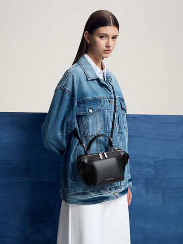 Aurelie Knotted Top Handle Bag, Noir, hi-res