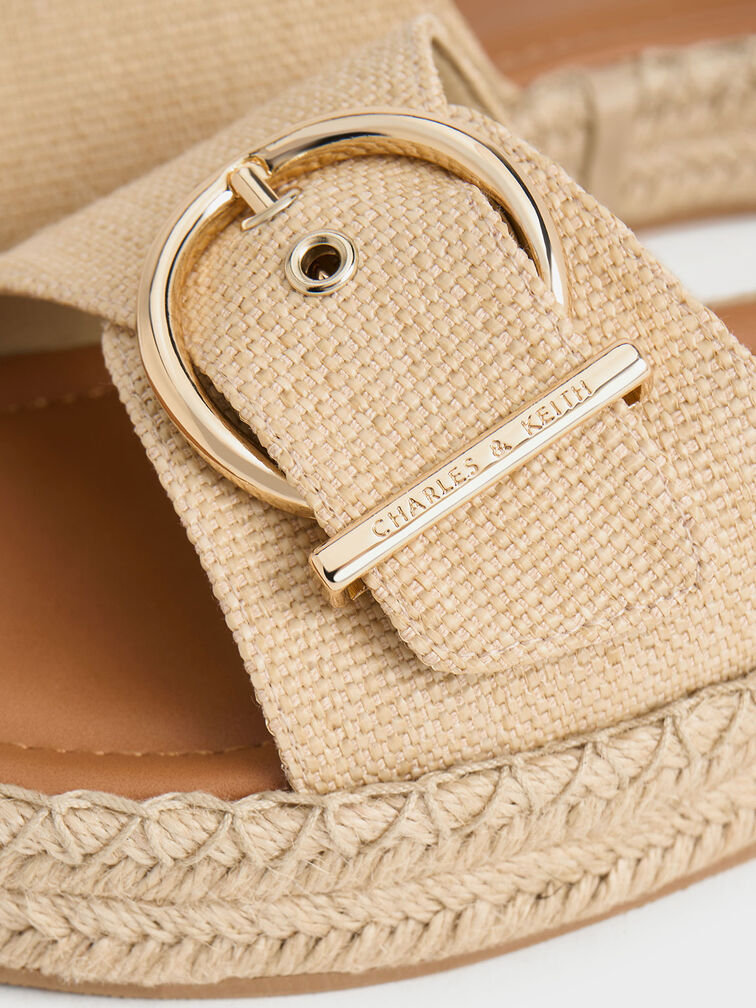 Woven Buckled Espadrille Sandals, Sand, hi-res