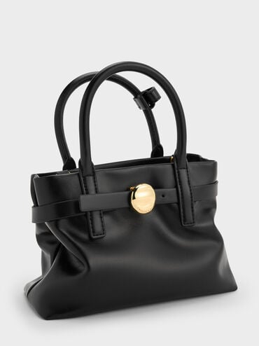 Mini Behn Belted Tote Bag, Black, hi-res