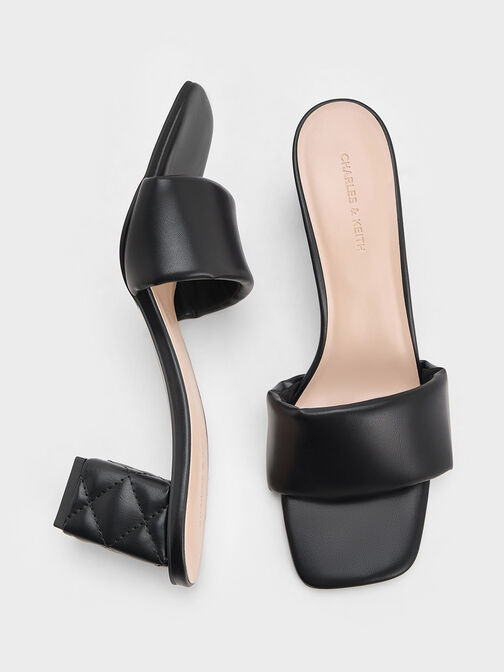 Puffy-Strap Quilted-Heel Mules, , hi-res
