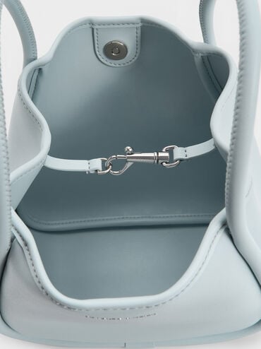 กระเป๋าโท้ทขนาดมินิดีไซน์ขอบรุ่น Lyla, สีซีซอลต์บลู, hi-res