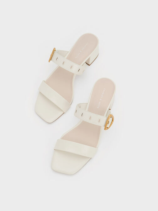 Sepphe Metallic Buckle Heeled Mules, , hi-res