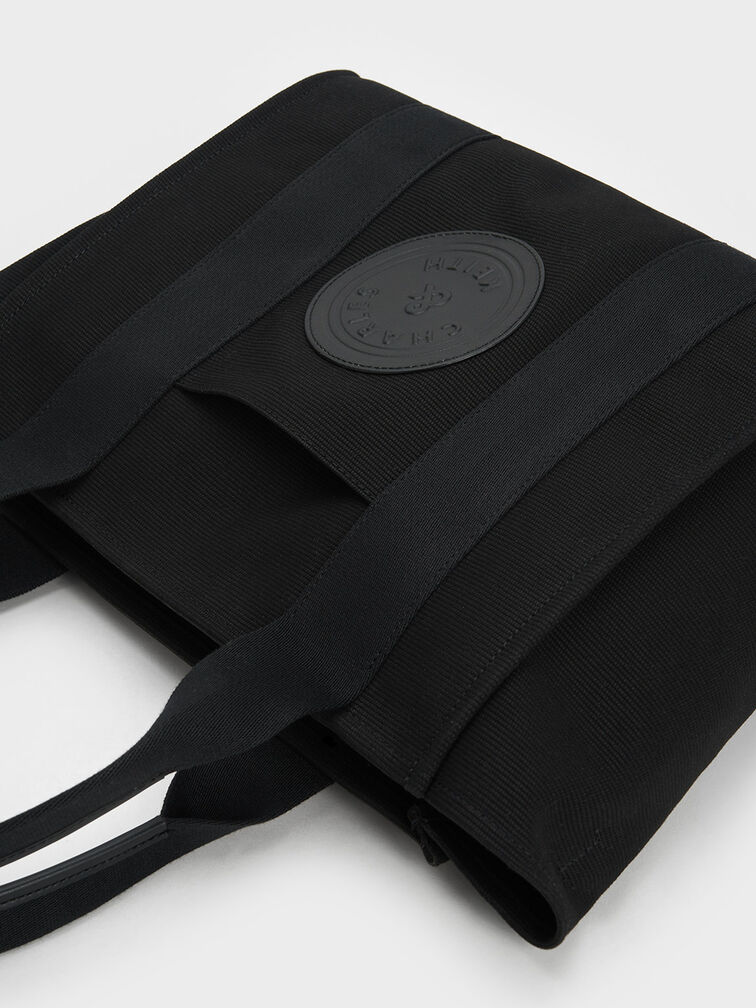 Large Kay Canvas Tote Bag, สีดำ, hi-res
