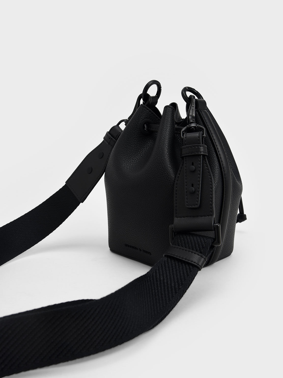 Marlowe Chain-Handle Drawstring Bucket Bag, Black, hi-res