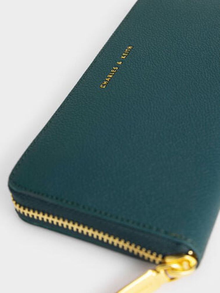 กระเป๋าสตางค์ใบยาวดีไซน์ที่ปิดแบบซิปรอบรุ่น Dulcie, สีเขียว, hi-res