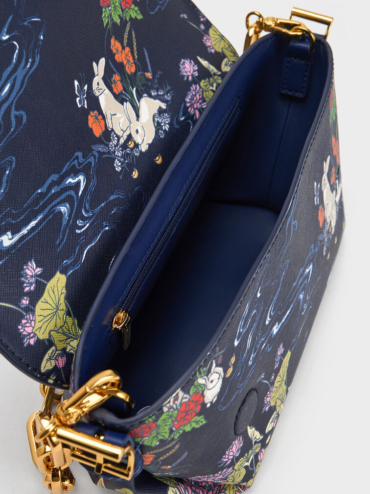 Rabbit Illustrated Geometric Bag, , hi-res
