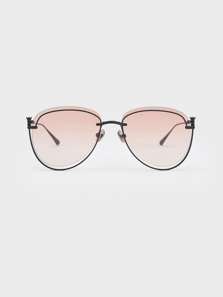 Oversized Wireframe Aviator Sunglasses, , hi-res