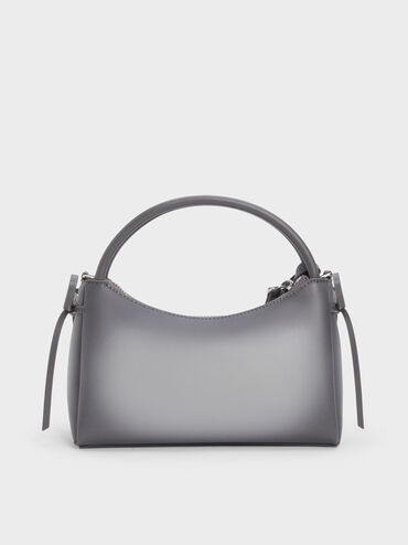 Hazel Burnished Bow Top Handle Bag, Grey, hi-res