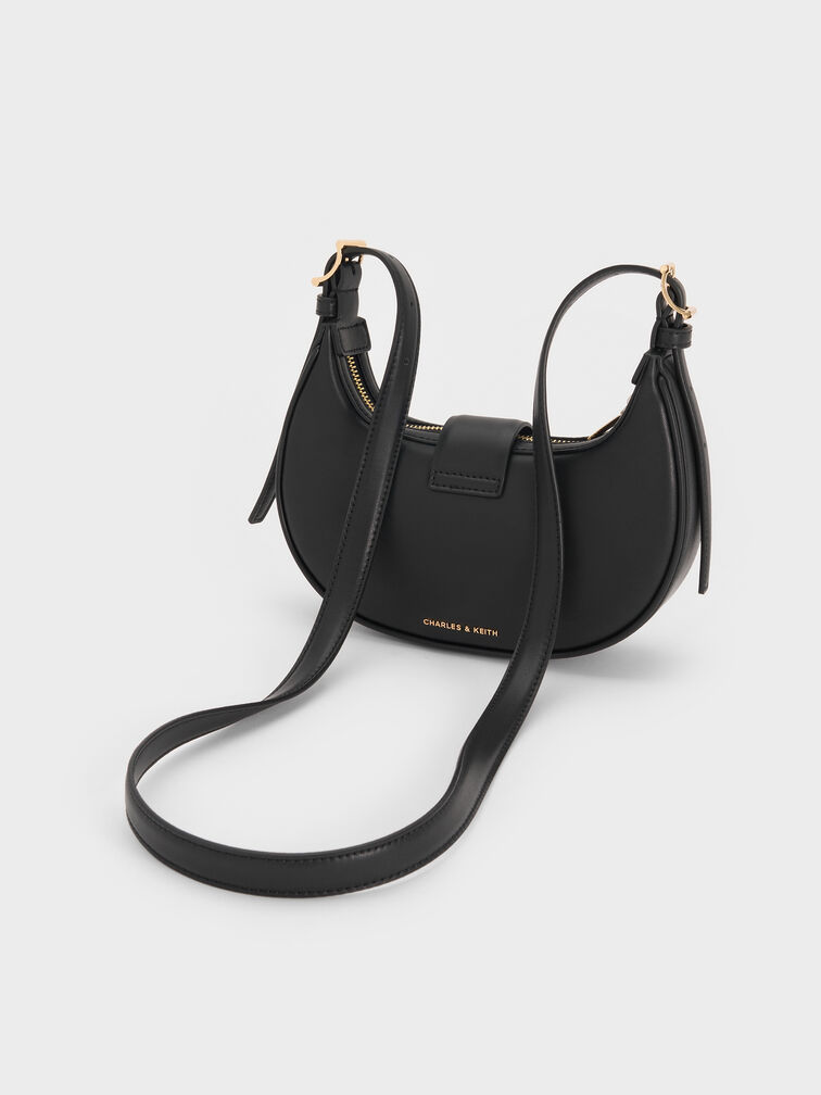 Trice Belted Metallic-Accent Shoulder Bag, Black, hi-res