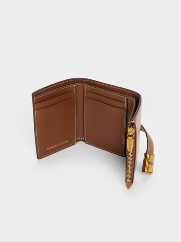 กระเป๋าสตางค์ใบสั้นดีไซน์สายเข็มขัดรุ่น Acelynn, สีดิสเทรสด์แทน, hi-res