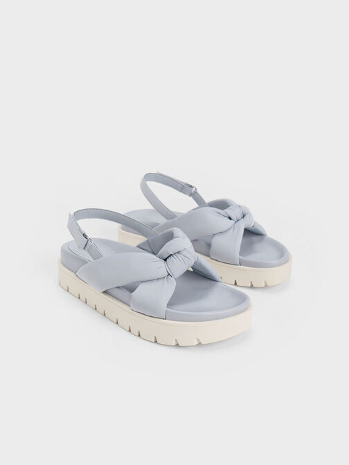 Nylon Knotted Flatform Sandals, , hi-res
