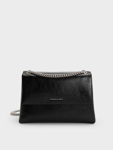 Sianna Chain Shoulder Bag, Noir, hi-res