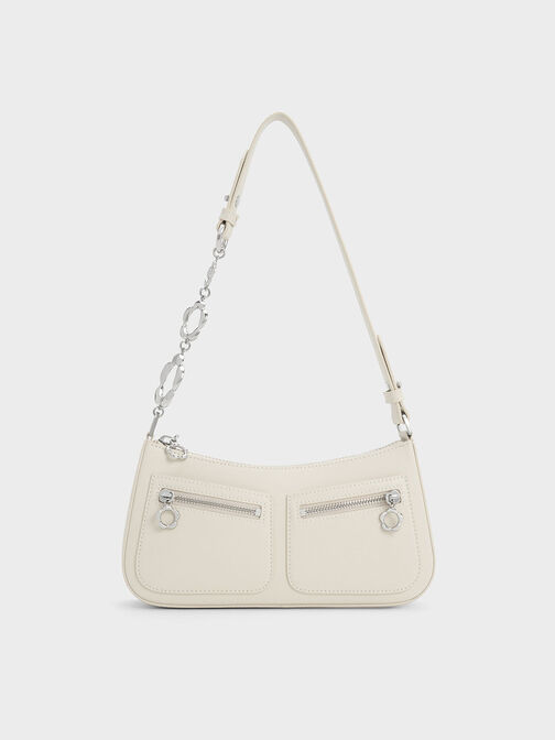 Flower-Embellished Shoulder Bag, , hi-res