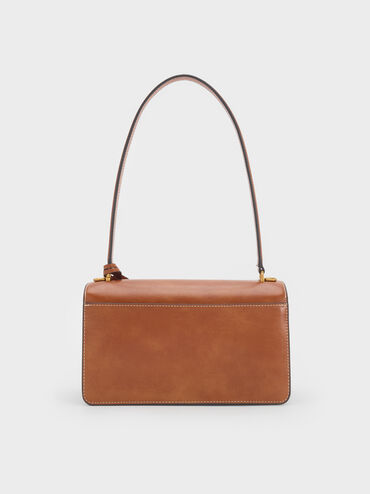 กระเป๋าสะพายไหล่ดีเทลสายโซ่และเกลียวเชือกรุ่น Acelynn, สีดิสเทรสด์แทน, hi-res