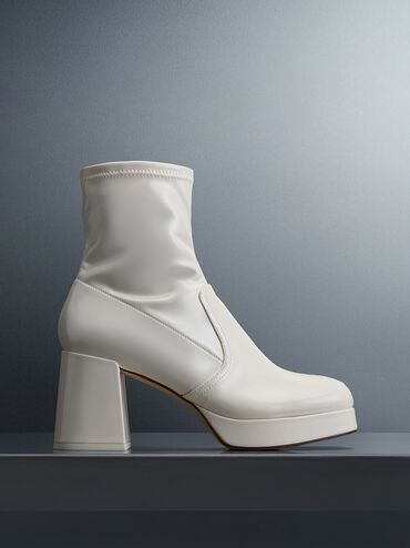Patent Crinkle-Effect Block-Heel Boots, , hi-res
