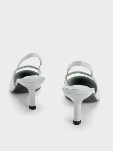 Metallic Accent Slingback Pumps, Light Grey, hi-res