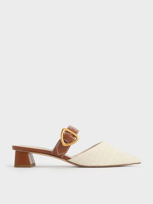 Sepphe Cut-Out Tweed Heeled Mules, , hi-res