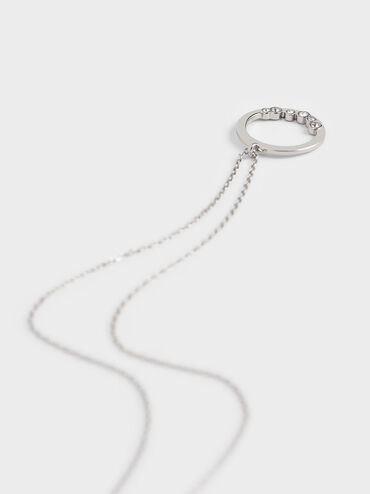 Swarovski® Crystal Studded Pendant Necklace, สีเงิน, hi-res