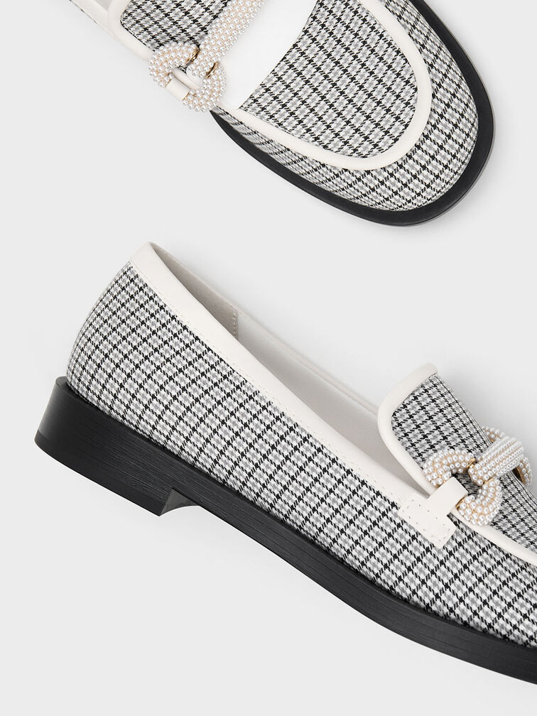 Checkered Beaded Strap Loafers, , hi-res