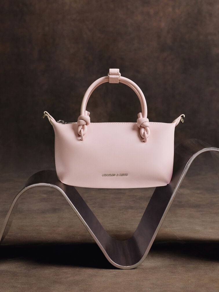 กระเป๋าโท้ทหูจับแบบปมรุ่น Sammie, สีคอตตอนแคนดี้พิงค์, hi-res