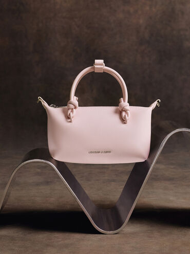 กระเป๋าโท้ทหูจับแบบปมรุ่น Sammie, สีคอตตอนแคนดี้พิงค์, hi-res