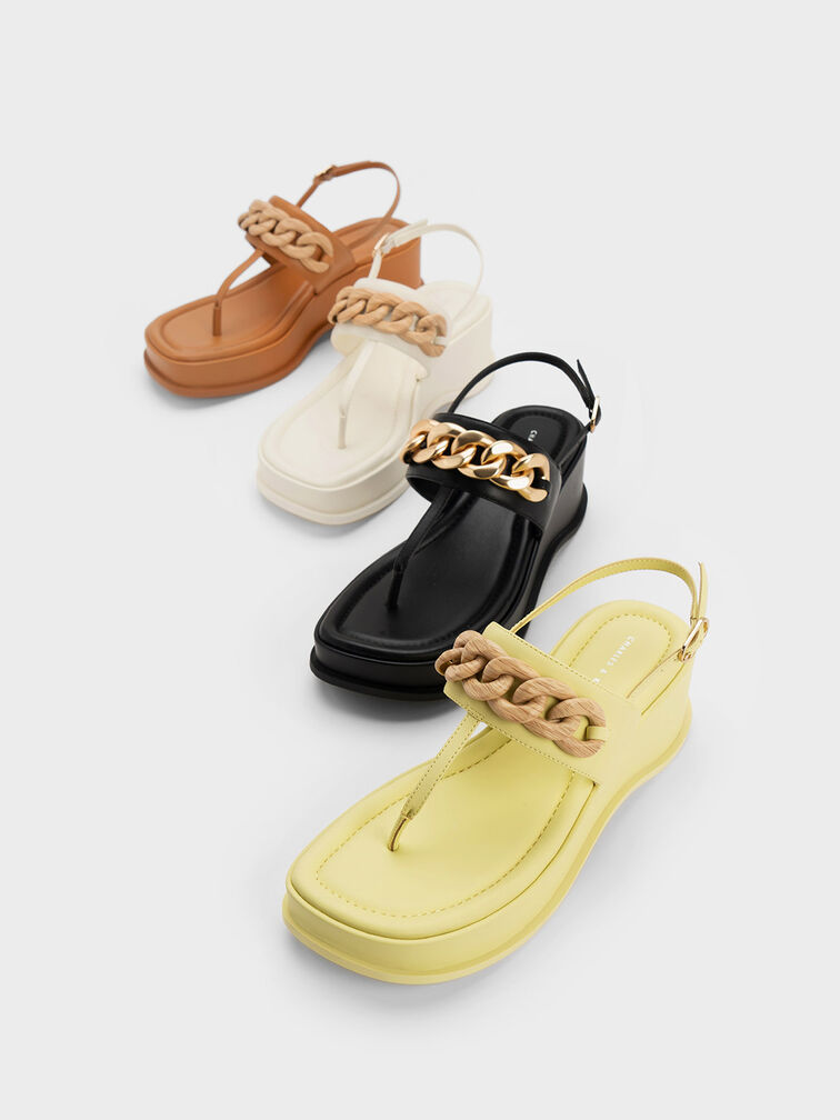 Chain-Link Thong Sandals, Camel, hi-res