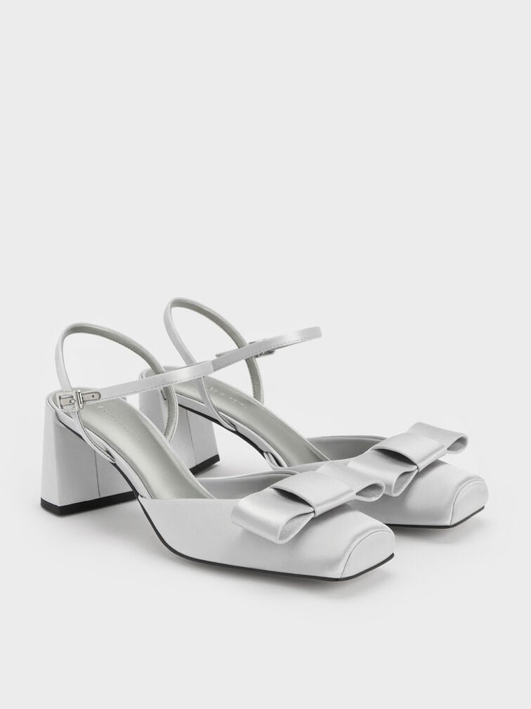 Brantley Bow Ankle-Strap Pumps, Grey, hi-res