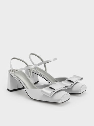 Brantley Bow Ankle-Strap Pumps, Grey, hi-res