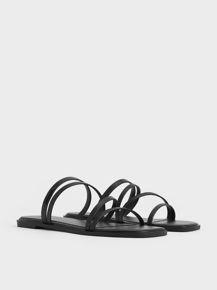 Lliana Strappy Slide Sandals, Black, hi-res