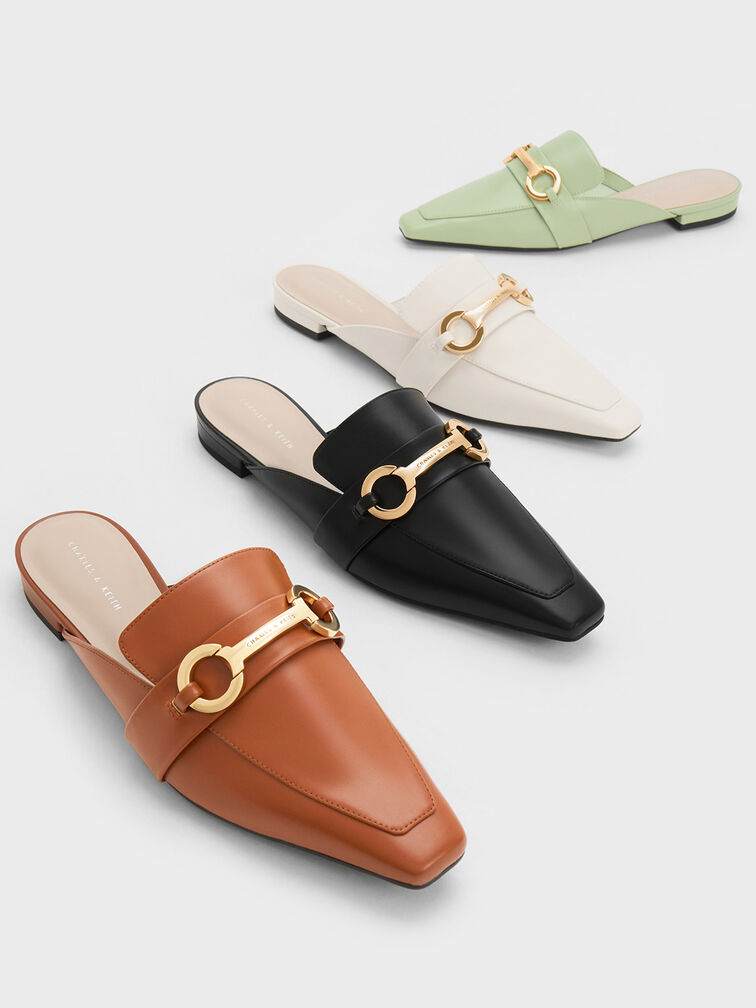 Metallic Accent Tapered Flat Mules, , hi-res