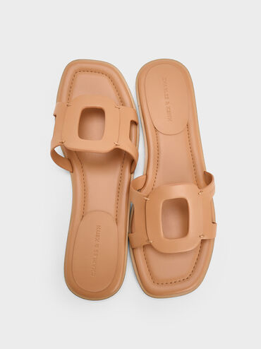 Easley Cut-Out Slide Sandals, Toffee, hi-res