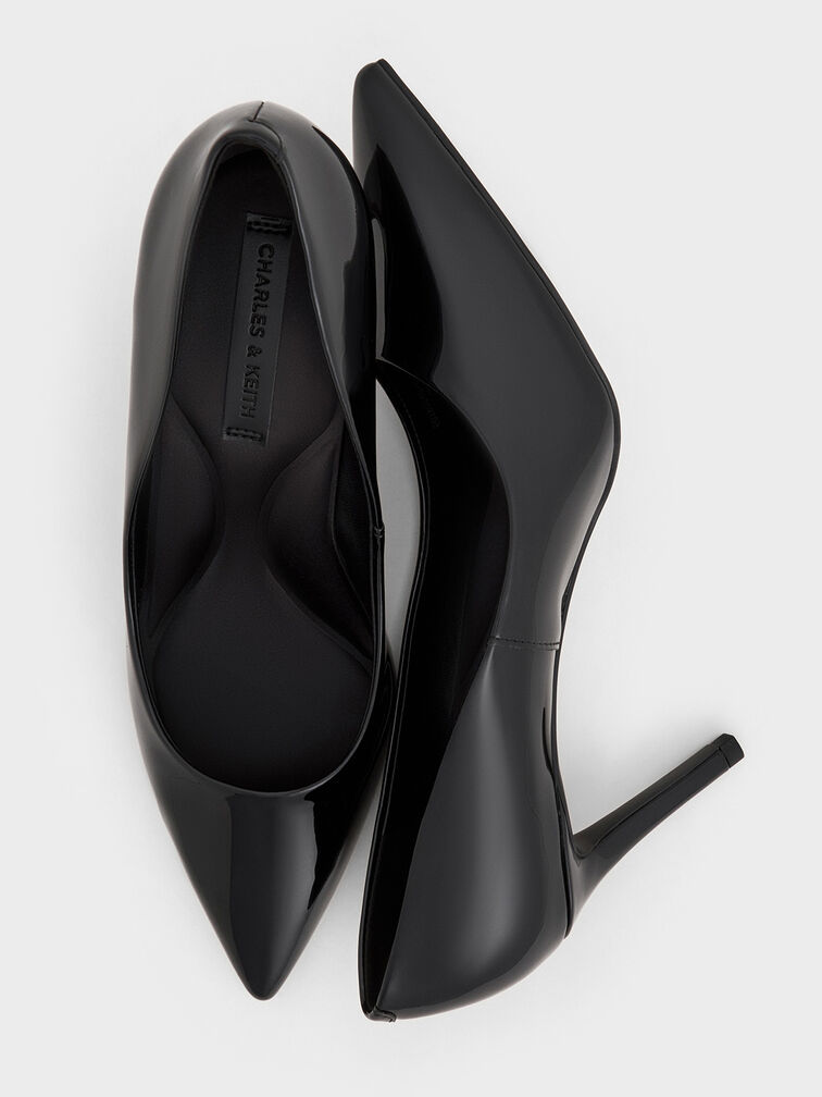 Patent Pointed Toe Stiletto Pumps, Black Patent, hi-res