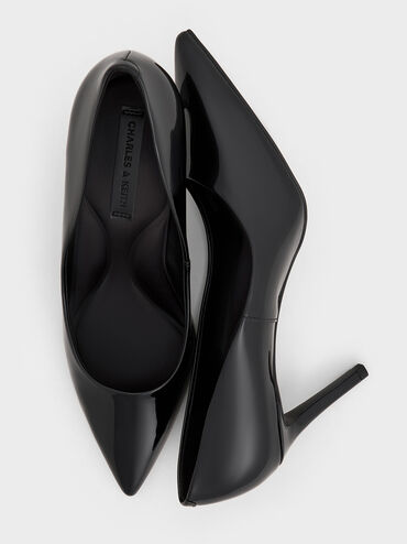 Patent Pointed Toe Stiletto Pumps, Black Patent, hi-res