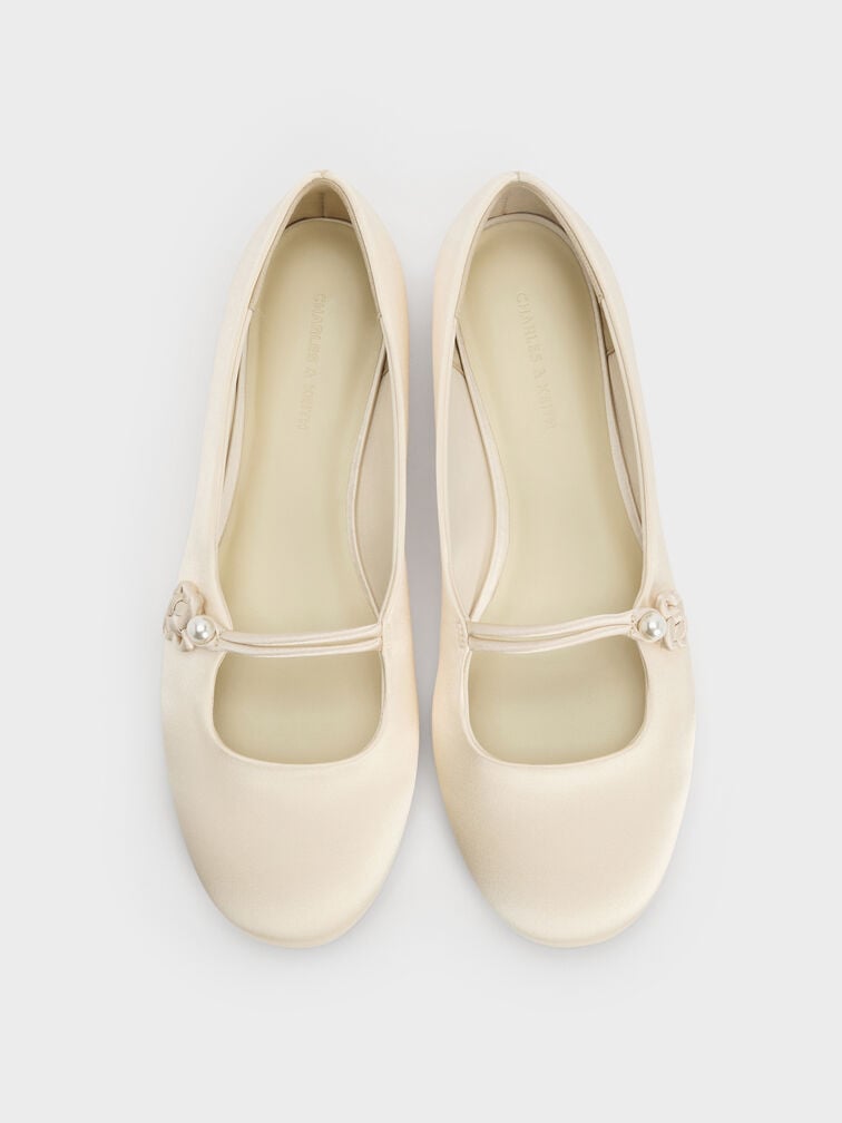 Orinda Knot-Pearl Mary Jane Flats, Butter, hi-res