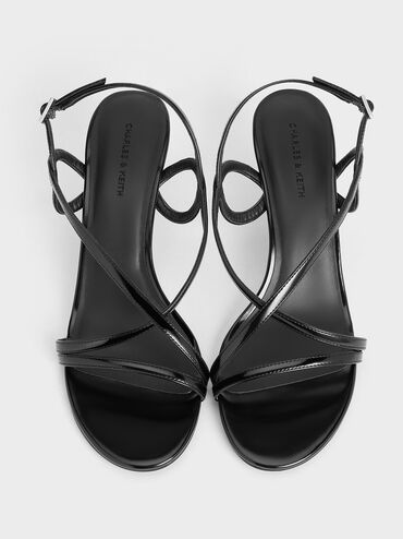 Strappy Stiletto-Heel Slingback Sandals, Black Boxed, hi-res