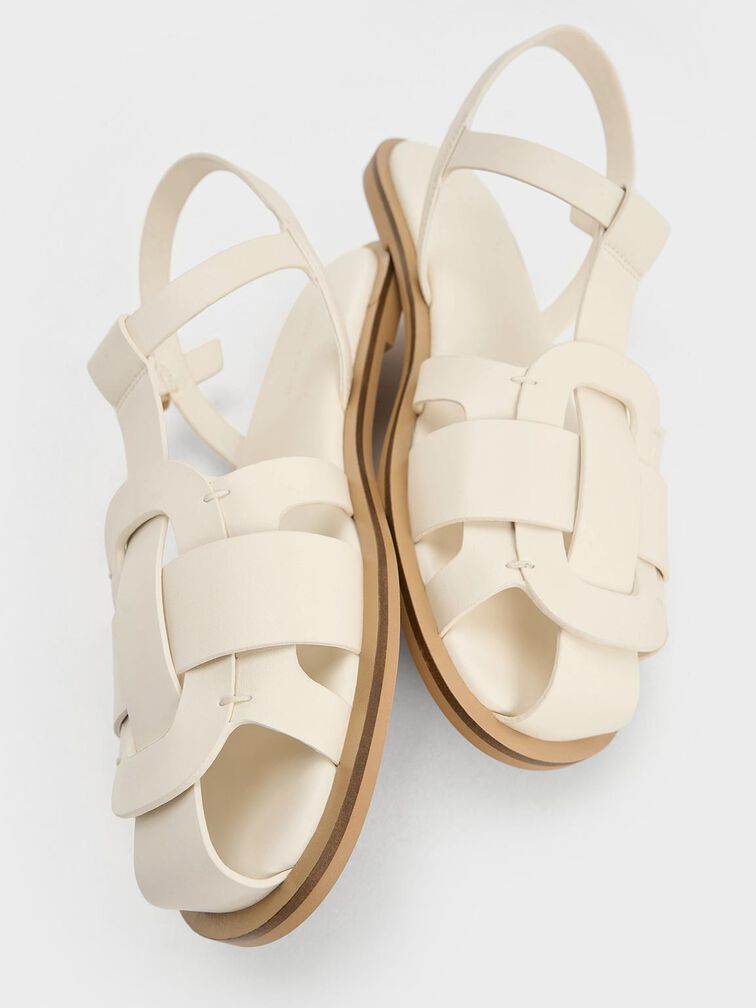 Easley T-Bar Caged Sandals, Chalk, hi-res
