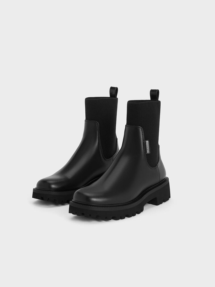 Knitted Sock Ridge-Sole Chelsea Boots, , hi-res