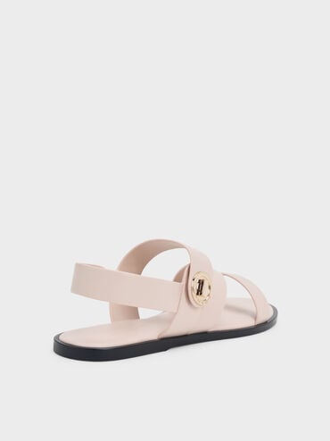 Yara Turn Lock Strappy Sandals, Cream, hi-res
