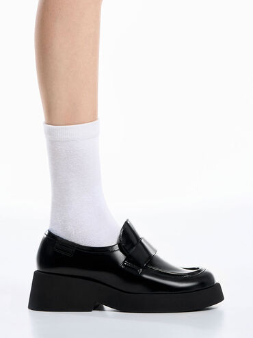 Giselle Strap Chunky Patent Loafers, Black Patent, hi-res