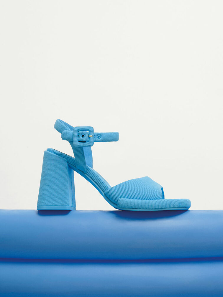 Sinead Woven Trapeze Heel Buckled Sandals, , hi-res