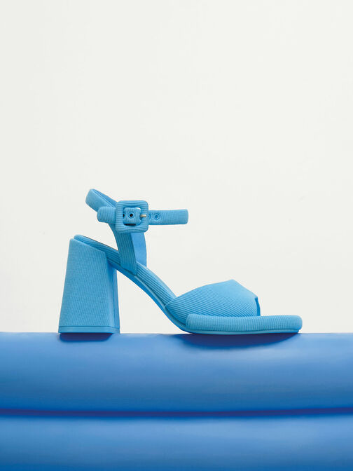 Sinead Woven Trapeze Heel Buckled Sandals, , hi-res