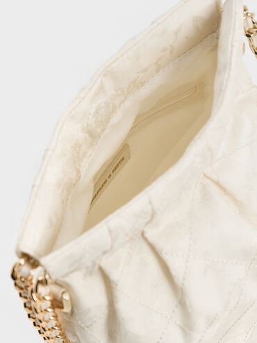 Duo Jacquard Chain-Handle Two-Way Backpack, Cream, hi-res